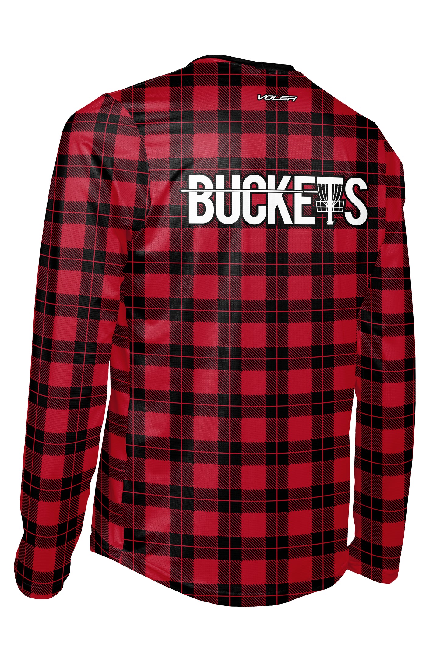Buckets Disc Golf Jersey - RED PLAID - Long Sleeve