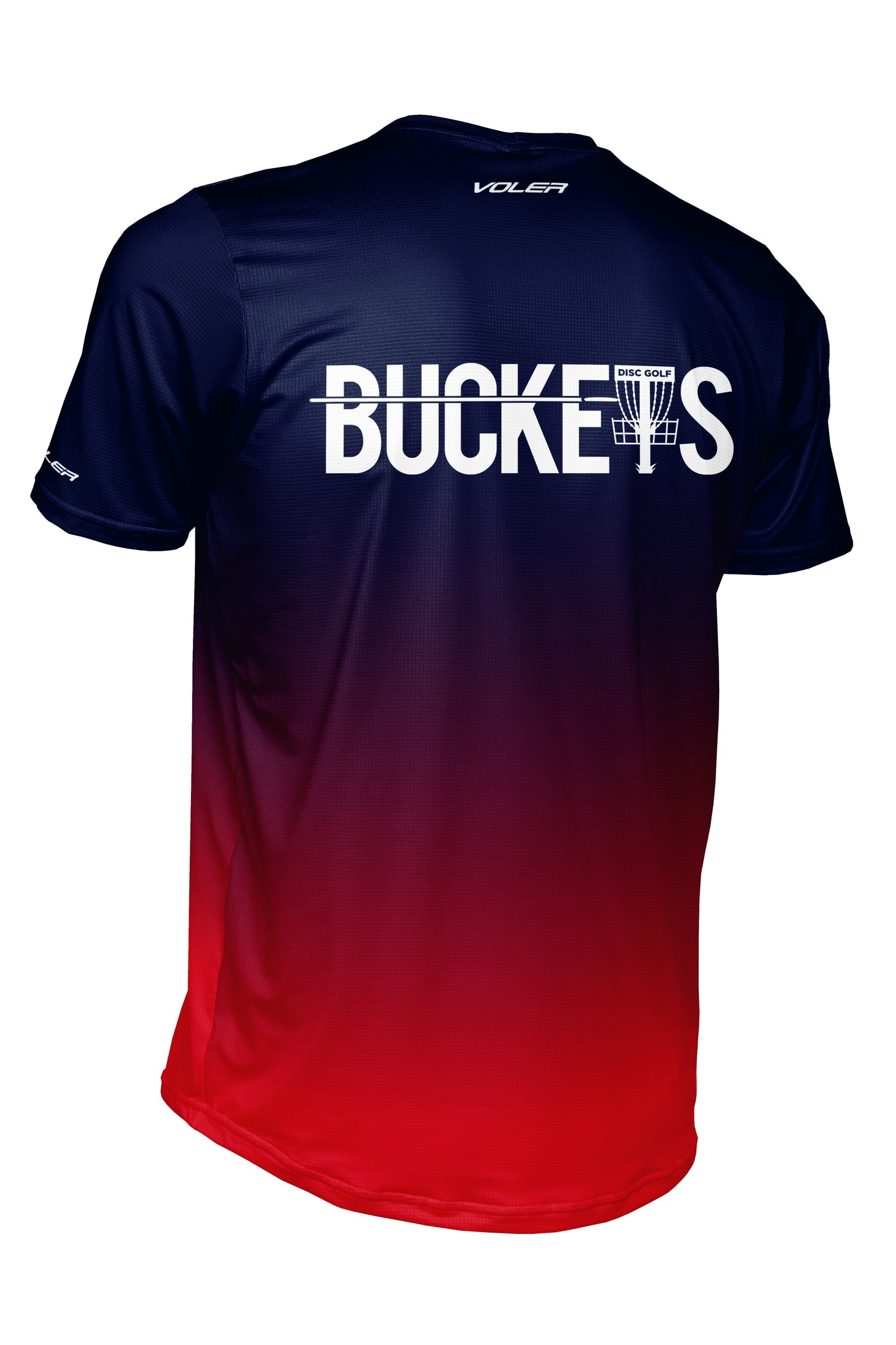 Buckets Disc Golf Jersey - FADE Navy/Red - Short Sleeve