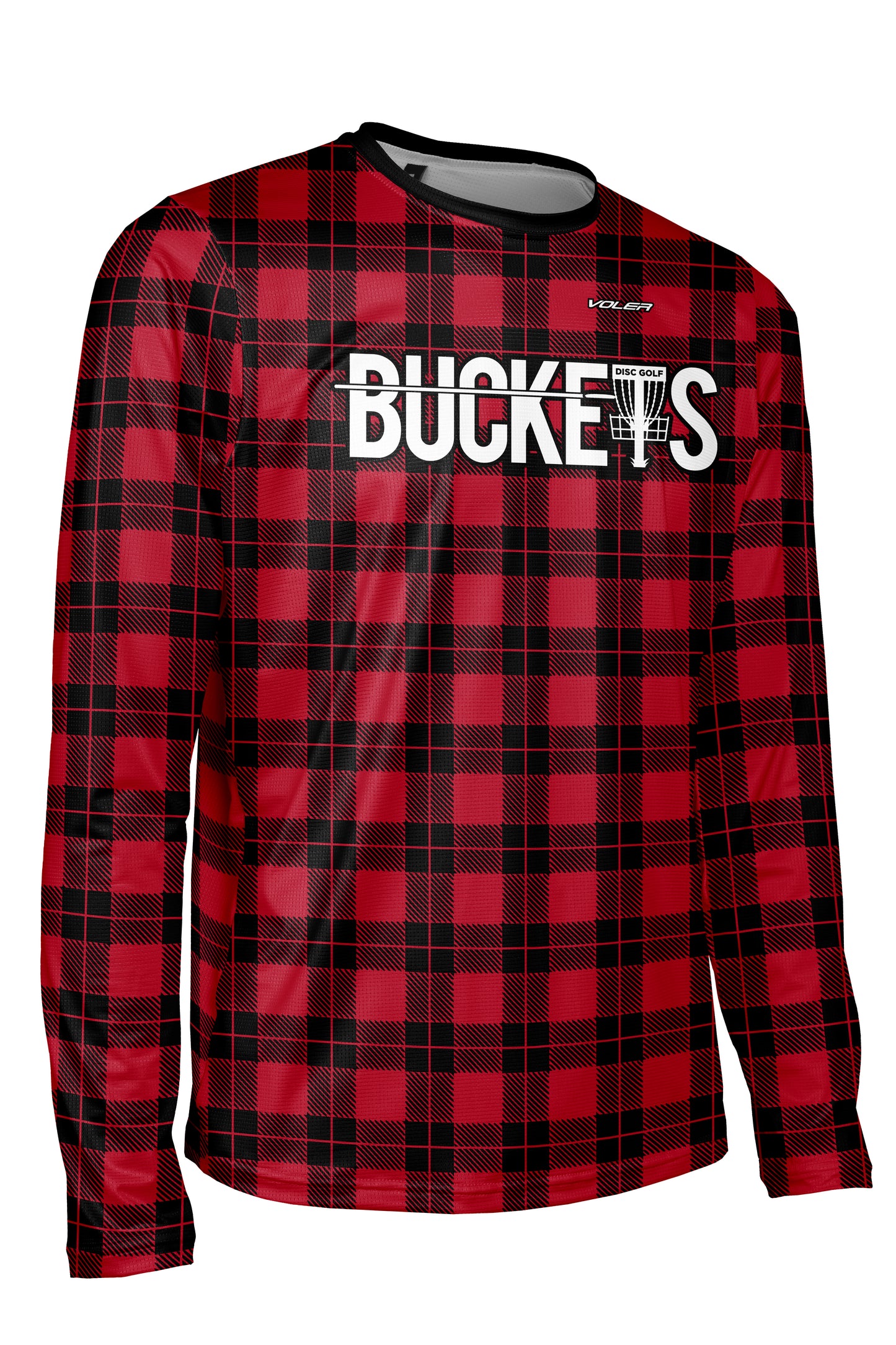Buckets Disc Golf Jersey - RED PLAID - Long Sleeve