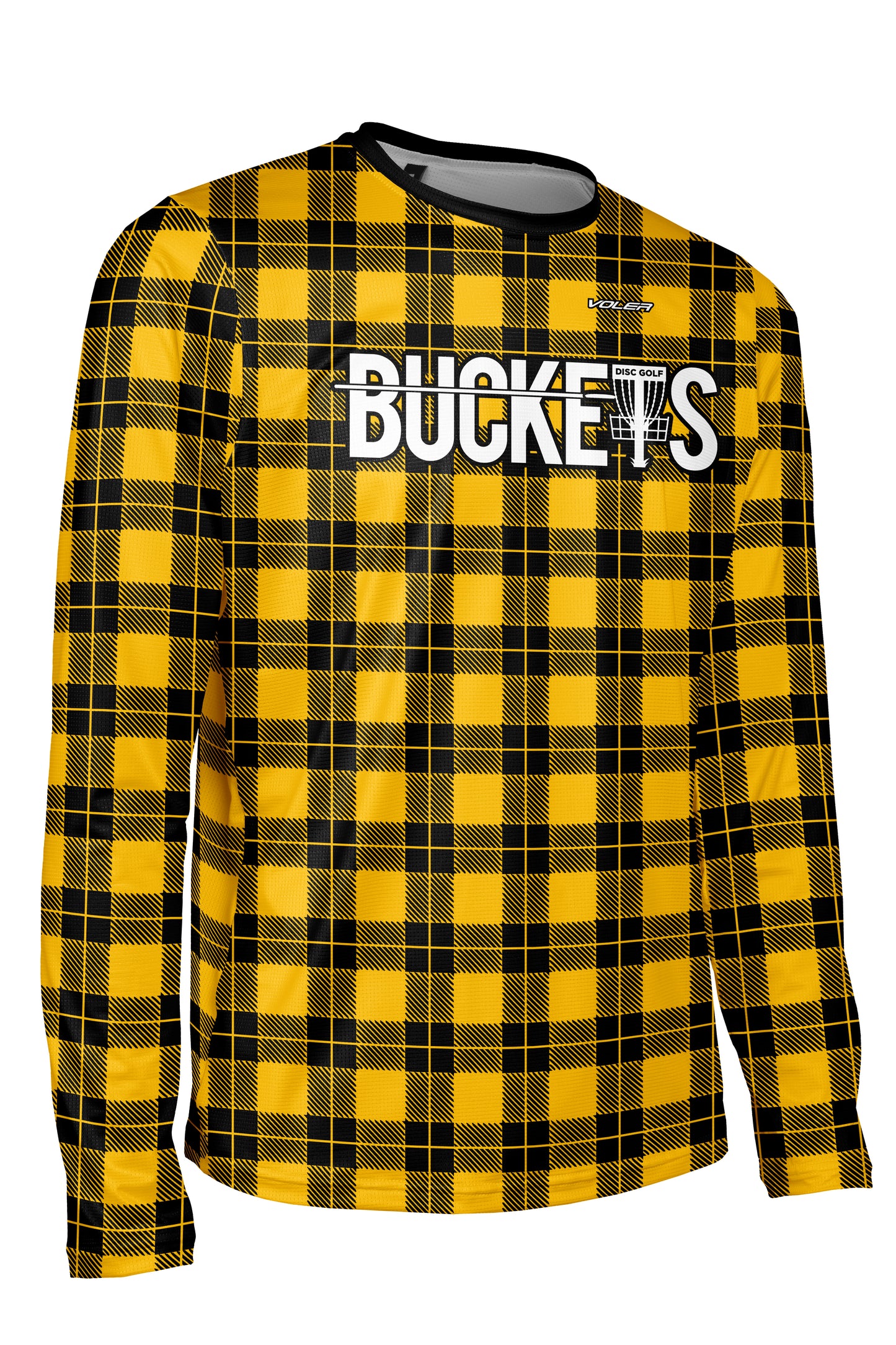 Buckets Disc Golf Jersey - YELLOW PLAID - Long Sleeve