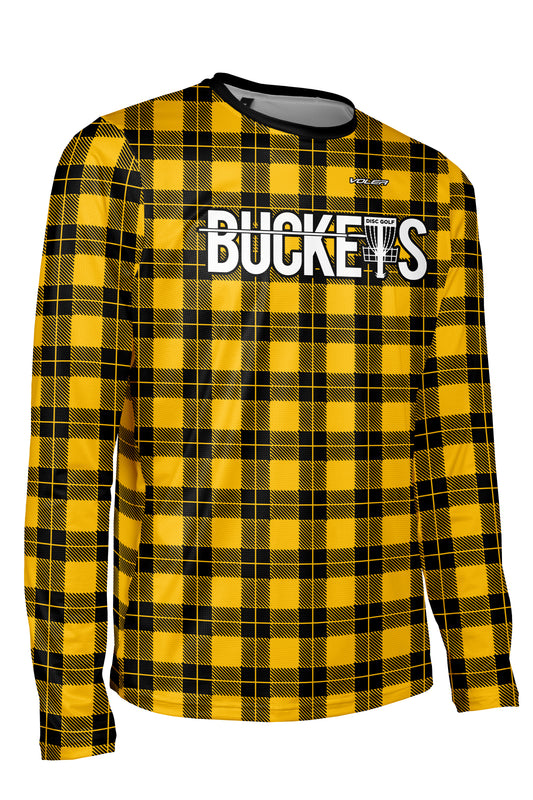 Buckets Disc Golf Jersey - YELLOW PLAID - Long Sleeve