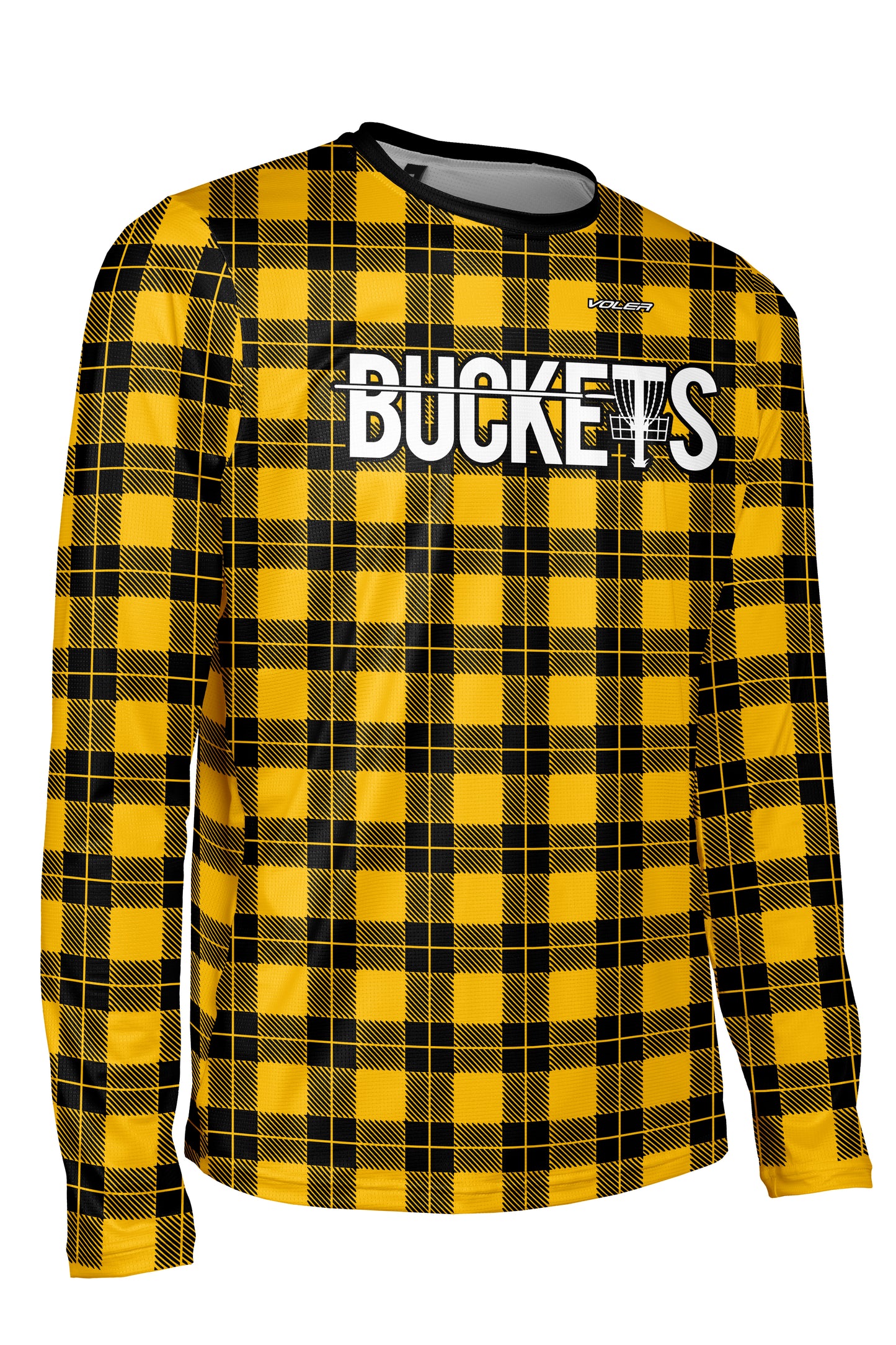 Buckets Disc Golf Jersey - YELLOW PLAID - Long Sleeve