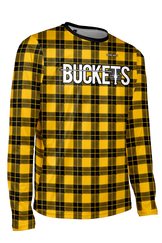 Buckets Disc Golf Jersey - YELLOW PLAID - Long Sleeve