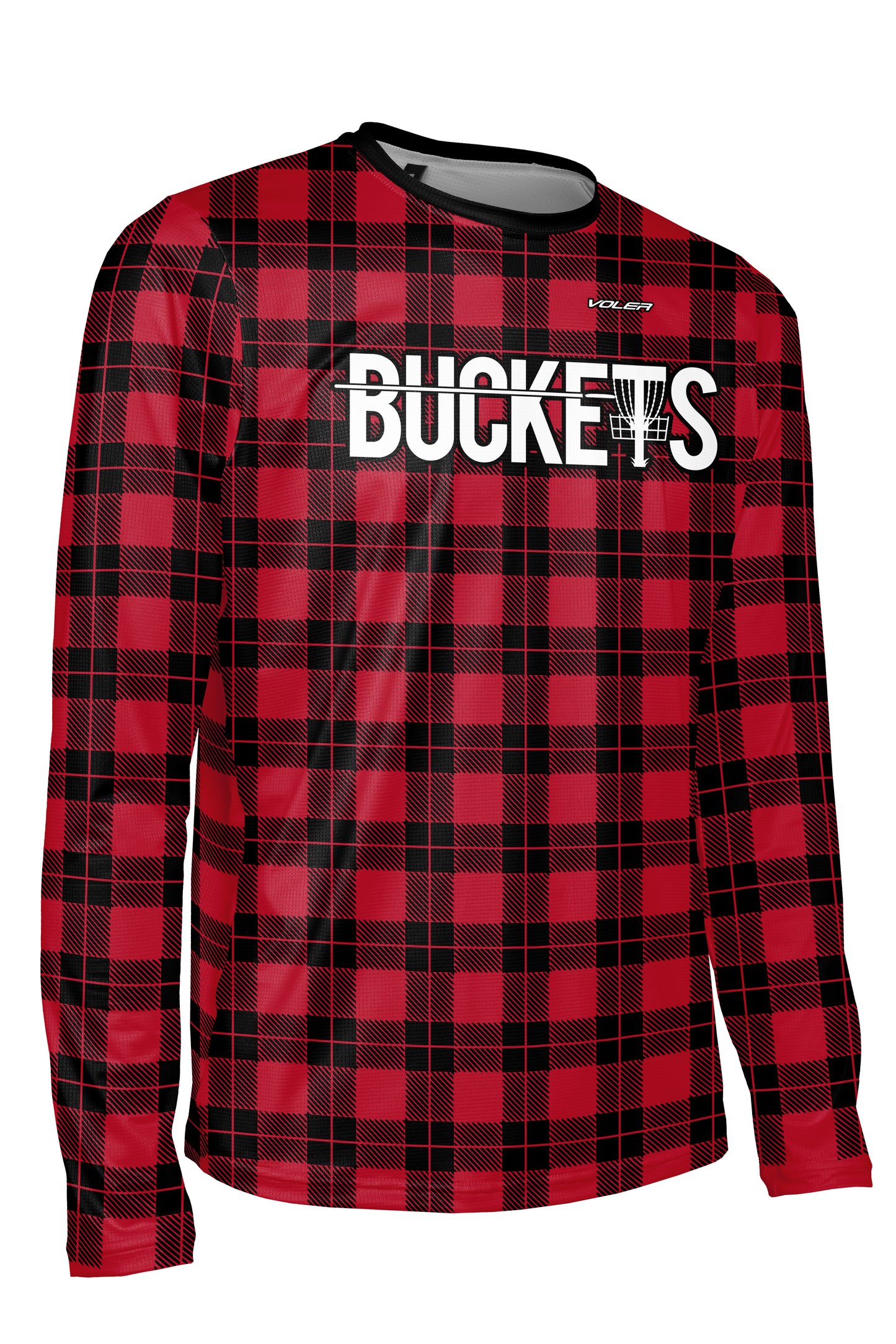 Buckets Disc Golf Jersey - RED PLAID - Long Sleeve