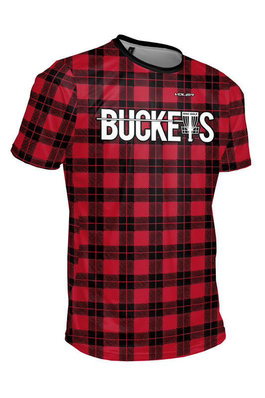 Buckets Disc Golf Jersey - RED PLAID - Short Sleeve