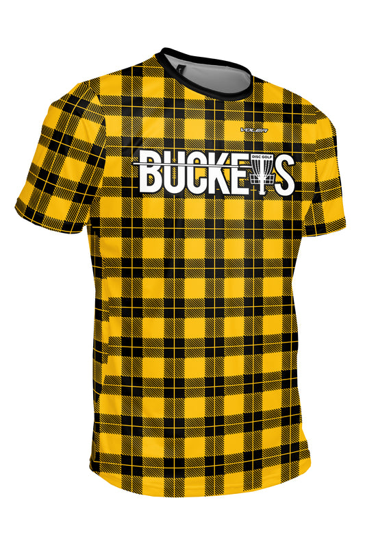 Buckets Disc Golf Jersey - YELLOW PLAID - Short Sleeve