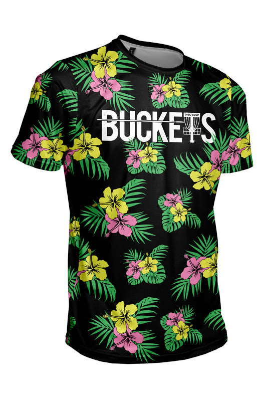 Buckets Disc Golf Jersey - Tropical - BLACK - Short Sleeve