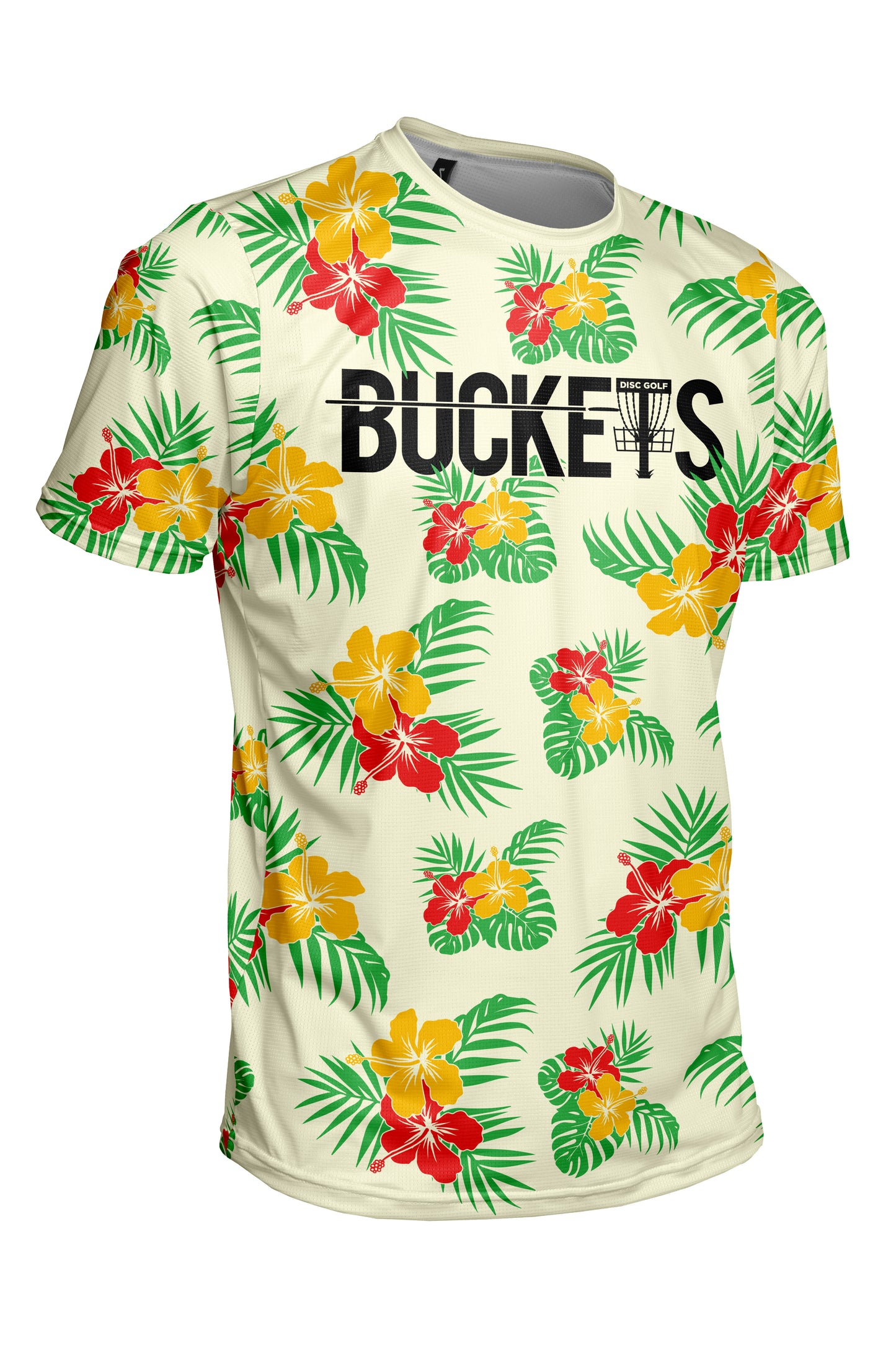 Buckets Disc Golf Jersey - Tropical - OFF WHITE - Short Sleeve