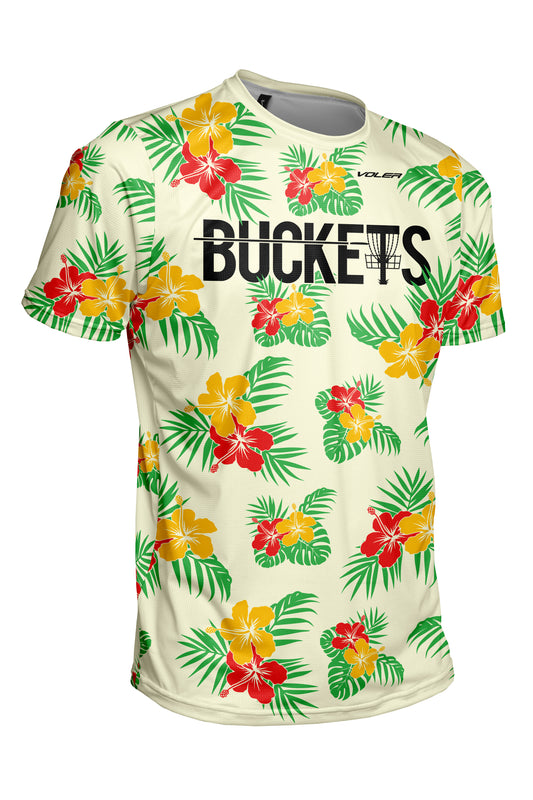 Buckets Disc Golf Jersey - Tropical - OFF WHITE - Short Sleeve