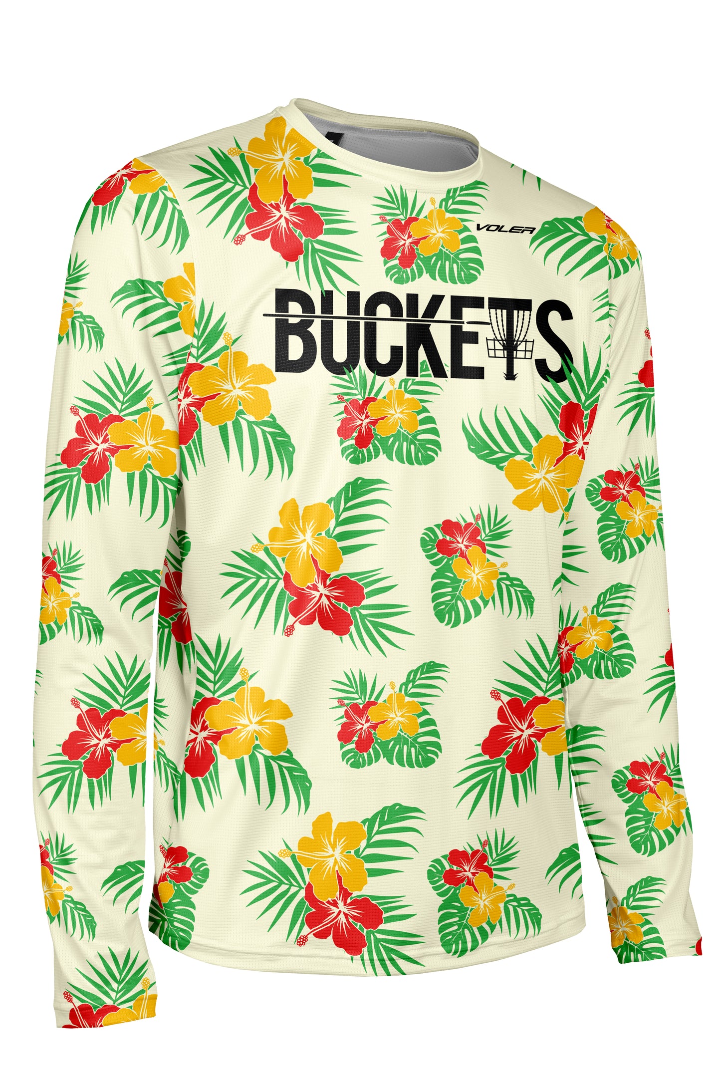 Buckets Disc Golf Jersey - Tropical - OFF WHITE - Long Sleeve