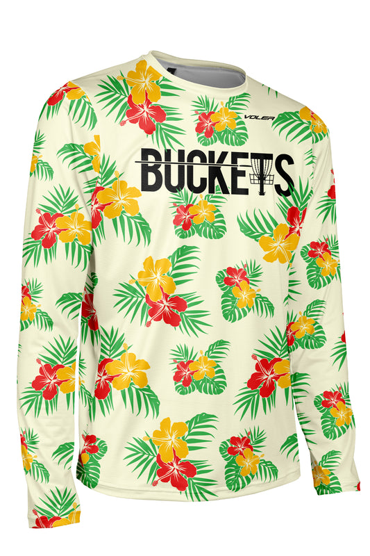 Buckets Disc Golf Jersey - Tropical - OFF WHITE - Long Sleeve
